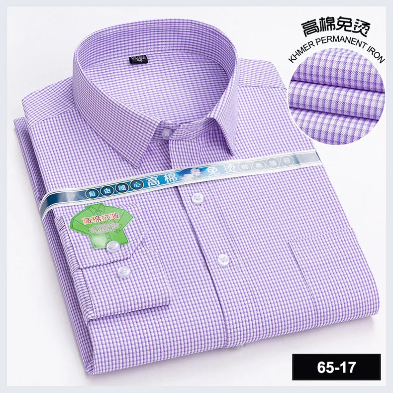Men Print Shirts Casual Long Sleeve Striped Dress Shirt for Man Business Formal Slim Fit Button Up Polka Dot Men's Clothing