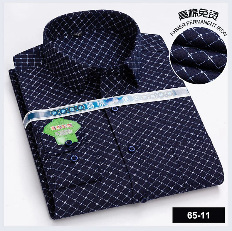 Men Print Shirts Casual Long Sleeve Striped Dress Shirt for Man Business Formal Slim Fit Button Up Polka Dot Men's Clothing