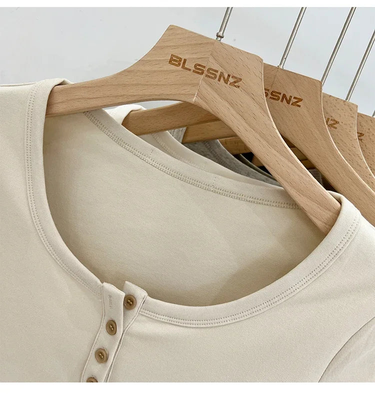 Women T Shirt Button T-Shirt Woman Clothes Tops Cotton Slim Tshirt Female Short Sleeve Top Summer Tee Sexy Canale Y2k