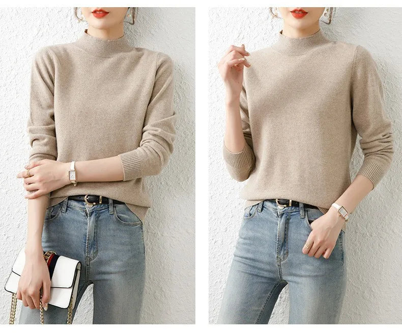 Autumn Winter Bottom Turtleneck Sweaters Women Fashion Chic Pullover Slim Long Sleeve Knitted Jumpers Soft Warm Pull Femme Top