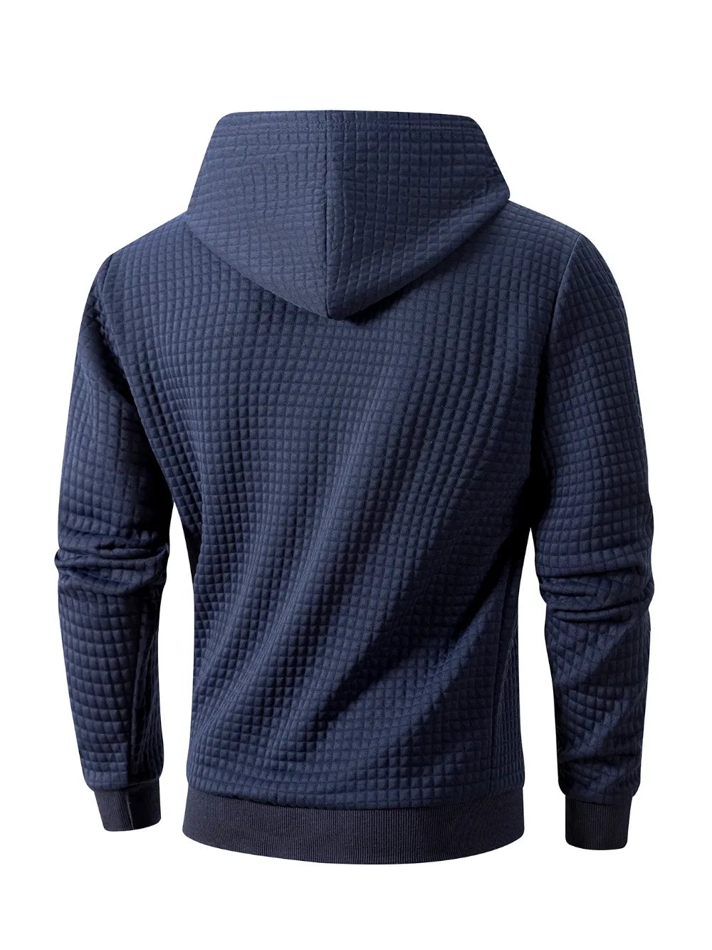 Men's Waffle Pattern Hoodie Autumn/Winter Casual Solid Pullover Warm Sweatshirt Loose Outdoor Sports Hoodie Tops Men's Clothing