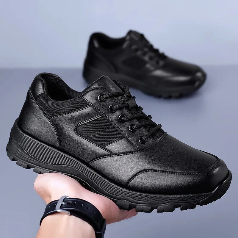 New Platform Cow Leather Casual Sneakers for Men Designer Autumn Winter Cotton Black Outdoor Men's Sports Shoes Zapatos Hombre