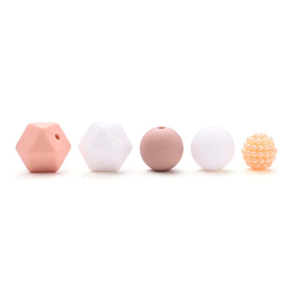 7Pcs Silicone Bead Set Soft Non Toxic Biteable Silicone Beads for Handmade Pacifier Chain Teeth Grinding Jewelry