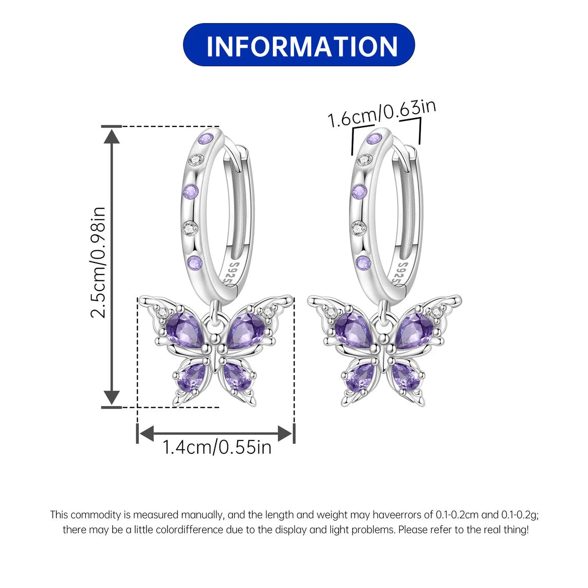 Orstarry 925 Sterling Silver 18k Golden Butterfly Insect Drop Earrings Women Earrings Birthday Party Jewelry Fine Original Gifts