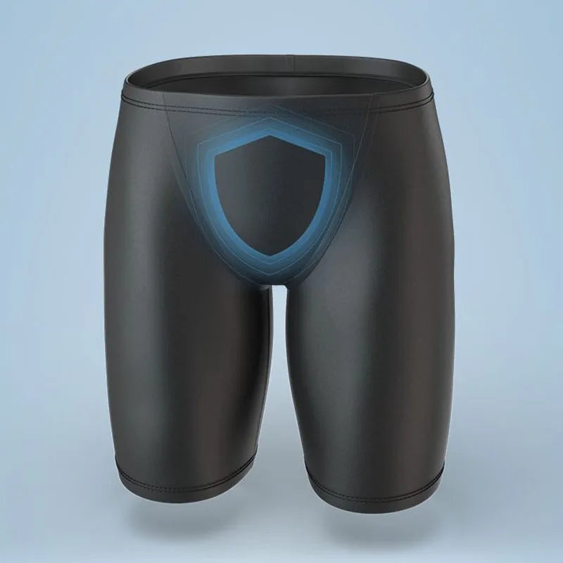 Men Boxers Shorts Silicone PU One-piece U Convex Pouch Pants Soft Elastic Panties Tight Low Waist Safety Trunks Short Waterproof