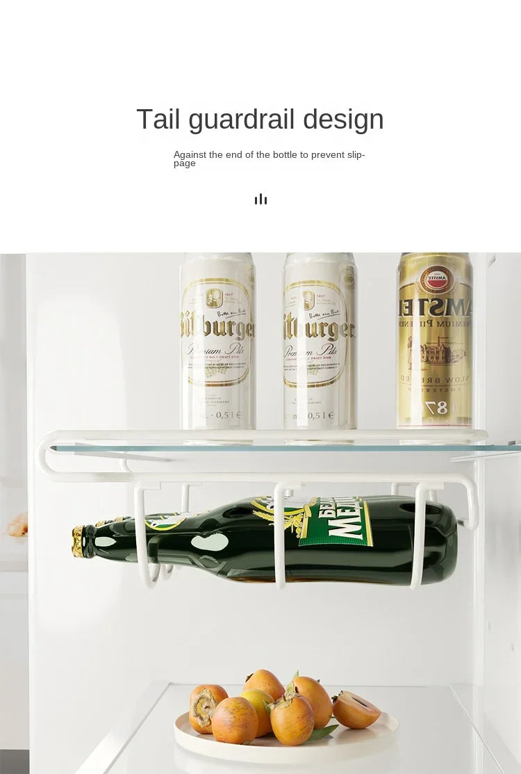 Creative Refrigerator Beer Bottle Organizer Rack - Wine Display Shelf with Holder Hook for Home Kitchen Storage and Organization