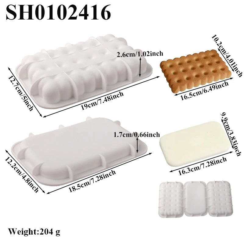 Moldes de silicone para bolachas, chocolates ou bolos em forma de coração, quadrado ou retangular, utensílios de cozinha para pastelaria e sobremesas
