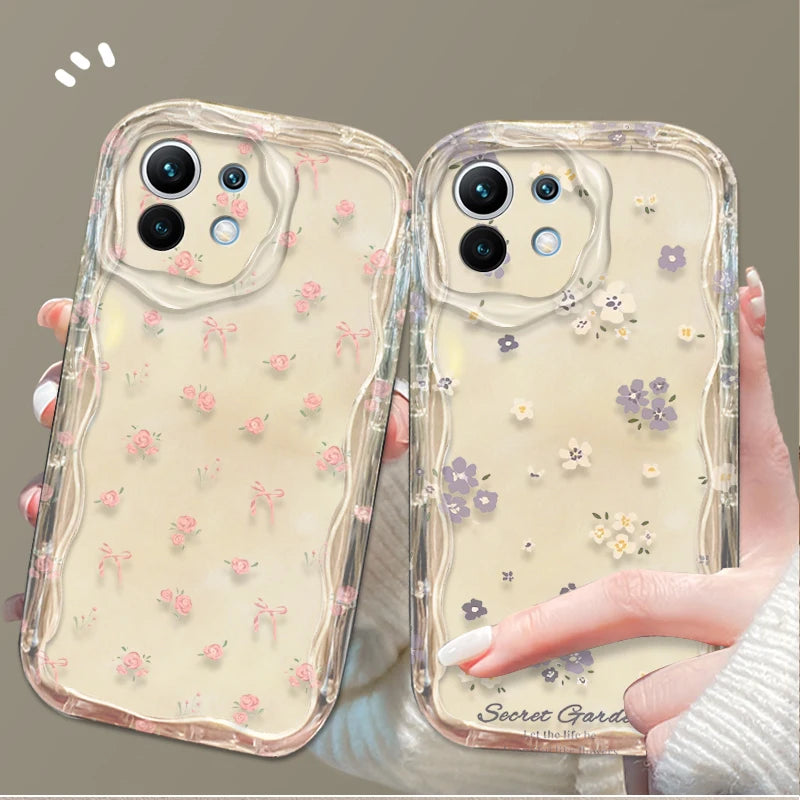 Simple Flower Rose Clear Case For Xiaomi 14T 13T 12T 13 12 11 11i Lite 5G 10T POCO X5 X6 Pro X3 NFC X4 GT F3 F4 F5 F6 M6 M5S C65