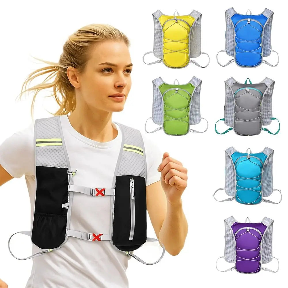 Waterproof Polyester Running Water Bottle Storage Vest Breathable With Phone Holder Marathon Hydrating Backpack Reflective