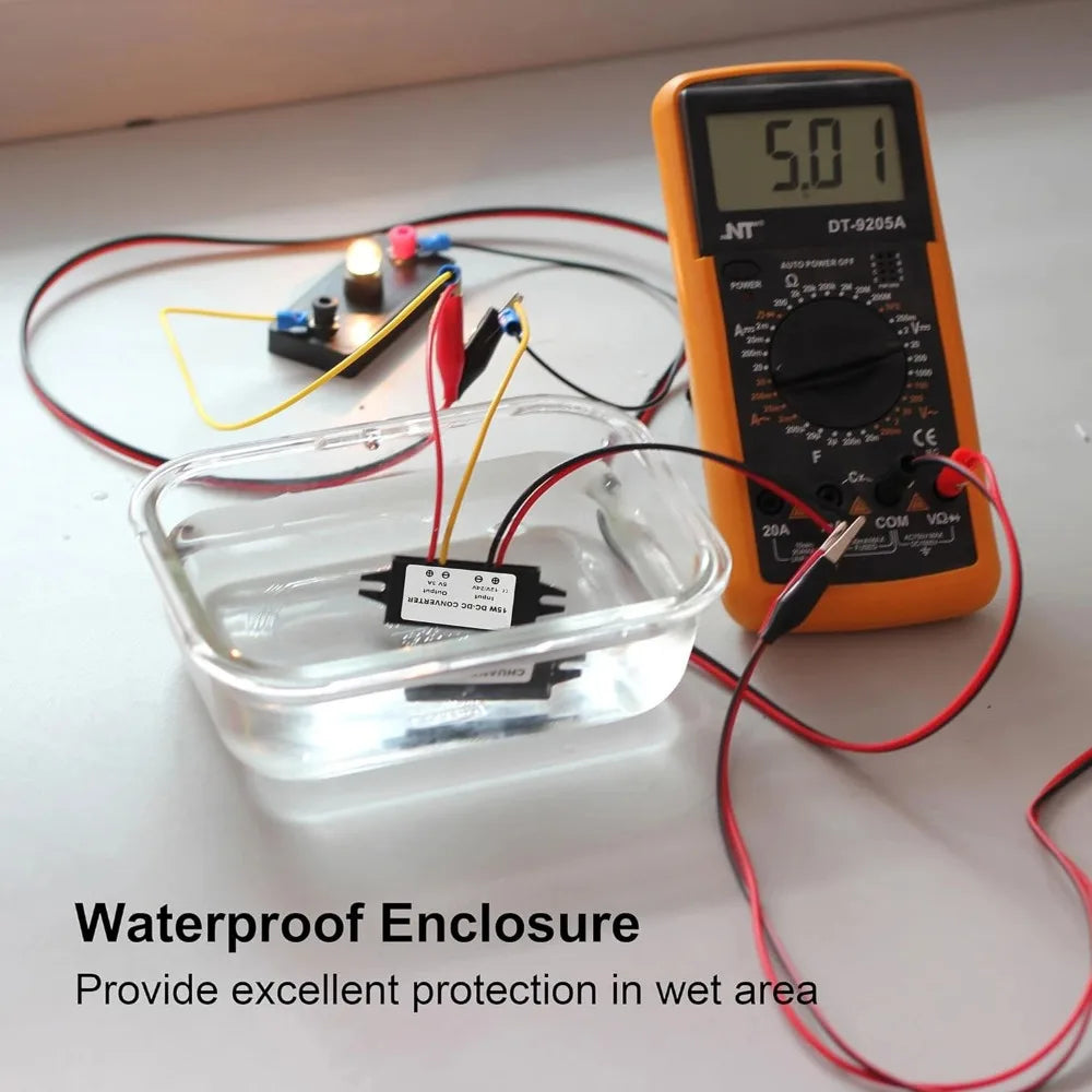Waterproof 12V 24V to 5V 3A Converter DC-DC Step Down Module Power Adapter USB-A Female/Type C/dual USB/open Wire Connector