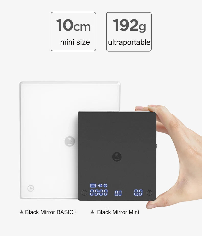 TIMEMORE Scale Black Mirror Mini Pour over Espresso Scale With Brewing Flow Rate and Heat Insulation Pad Electronic Coffee Scale