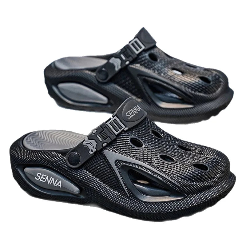 7CM thick soled perforated shoes for men's summer outerwear 2026 new thick soled wear-resistant and non slip sandals
