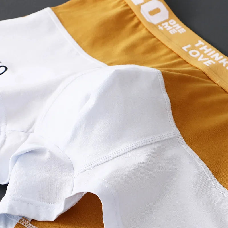 Men's Boxers Panties Fashion Letters Cotton Shorts Color Blocking Man Underwear Boxers Breathable U Convex Underpants PB3259