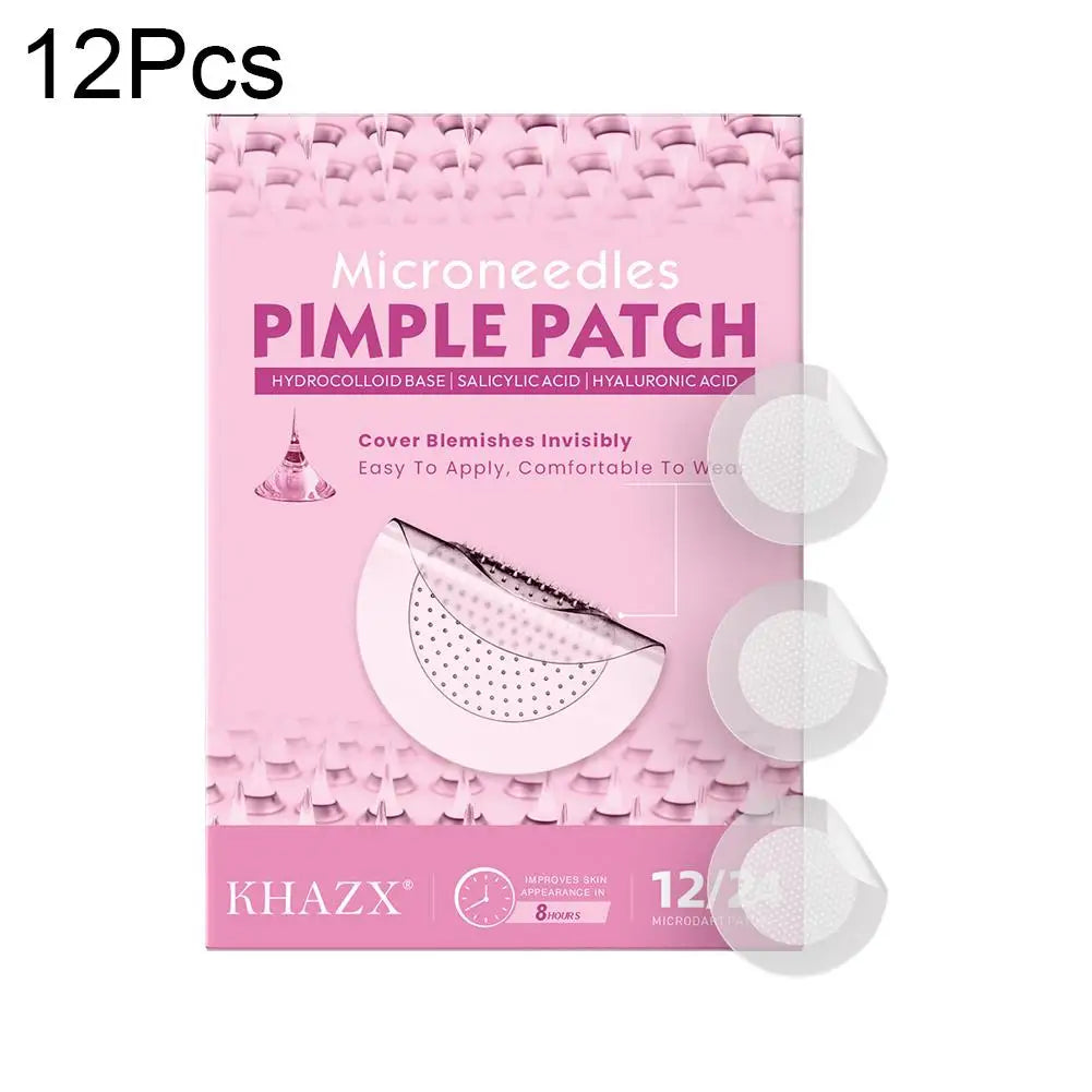 12/24PCS Microneedle Acne Patch Hydrocolloid Invisible Rounded Corner Acne Cover Patches Daily Gentle Skincare Unisex