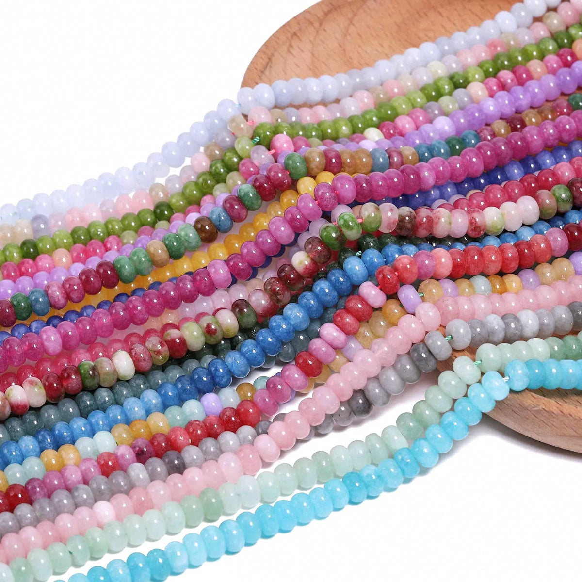 4x6mm Abacus Shape Jade Stone Beads Multicolor Mixed Spacer Beads for Jewelry Making Handmade DIY Bracelet Necklace Pendant