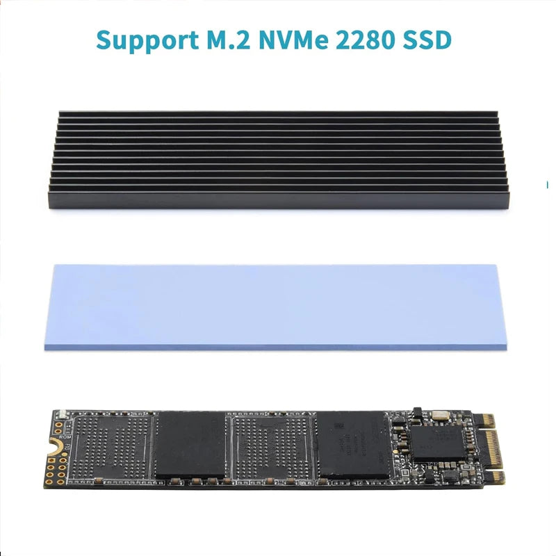 M.2 Heatsink Heatsink with Thermal Silicone Pads 2280 SSD Heatsink with 2 Black Rubber Straps For PC/PS5 M.2 SATA SSD