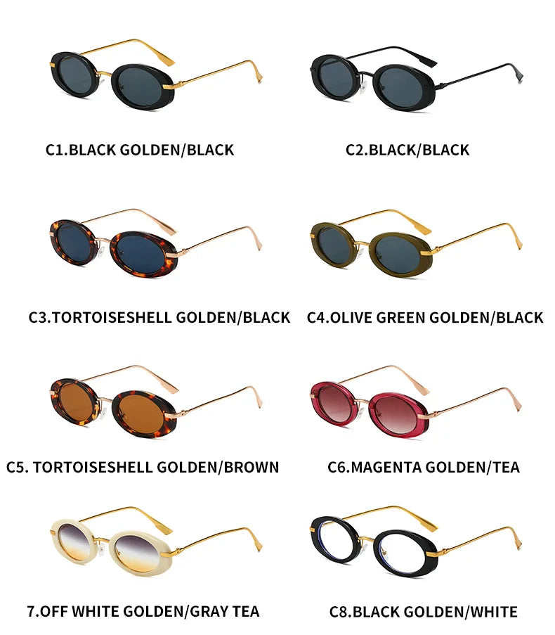 Fashion Small Oval Sunglasses Women Europe Popular Ins Cool Blogger Uv400 Sun Glasses Brand Designer