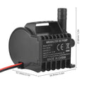 Submersible 12V Water Pump Electric 330L/H Small Fountain Pump with Max 6.5ft Lift, 1.6ft Wire and Suction Cup Base, Portable