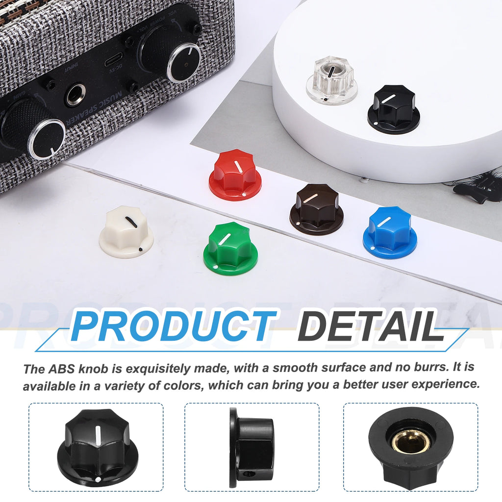 5/10Pcs ABS and Copper Potentiometer Knobs 1/4" Volume Tone Control Top Hat Knob for Guitar Instruments Audio Mixer Amplifier