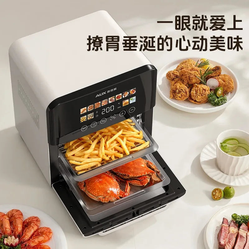 Air Fryer 20L Household Visual Automatic Flip Free Multifunctional Touch Screen Double-Layer Steam Oven Integrated Machine