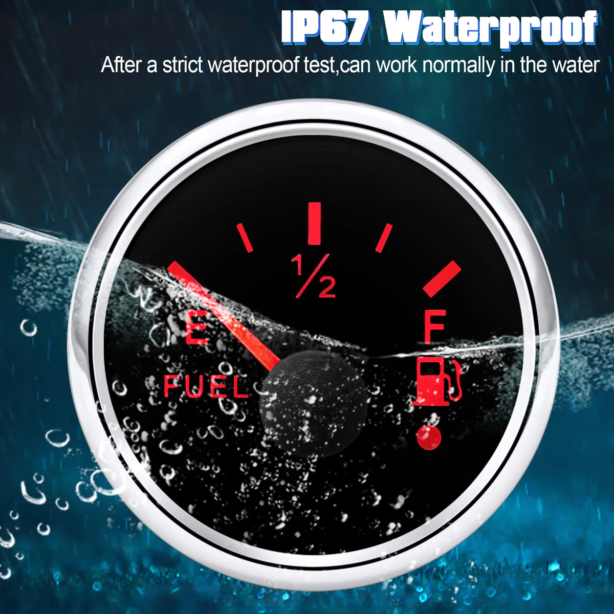 52mm Fuel Level Gauge 0-190ohm Fuel Meter With Alarm Function For Marine Boat Car Yacht 7 Color Backlight Oil Tank Indicator