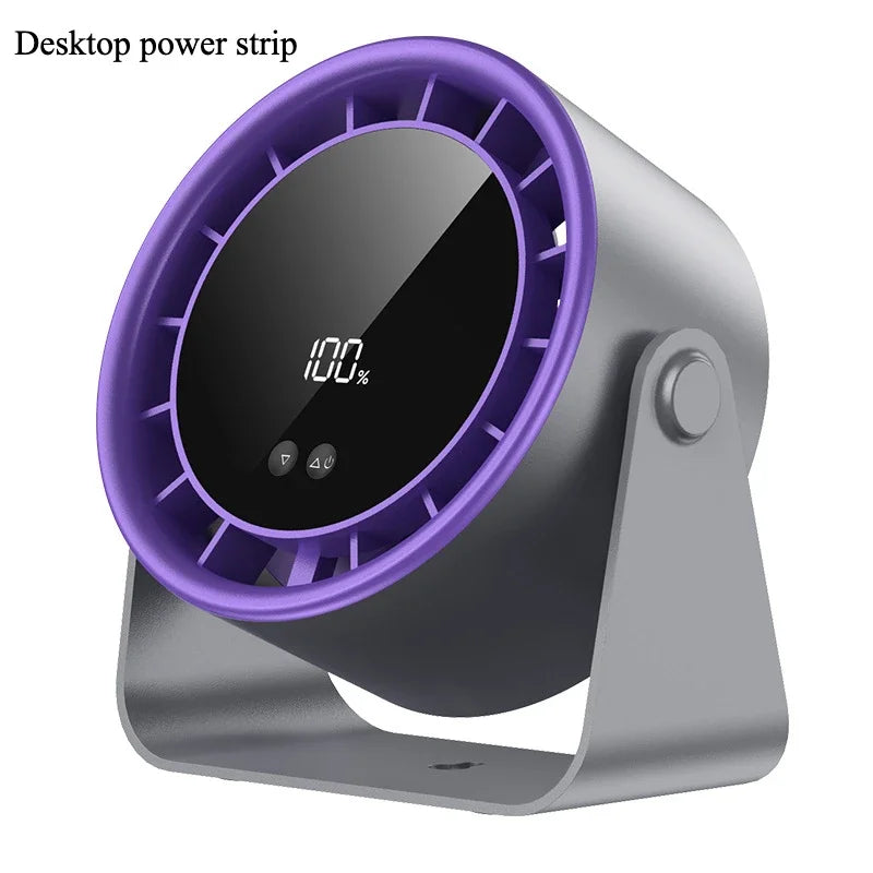 A little expert in life 100-Speed Desk Fan Clamp Fan LED Display Office Home Charge Wall-Mounted Hand-Free Fan
