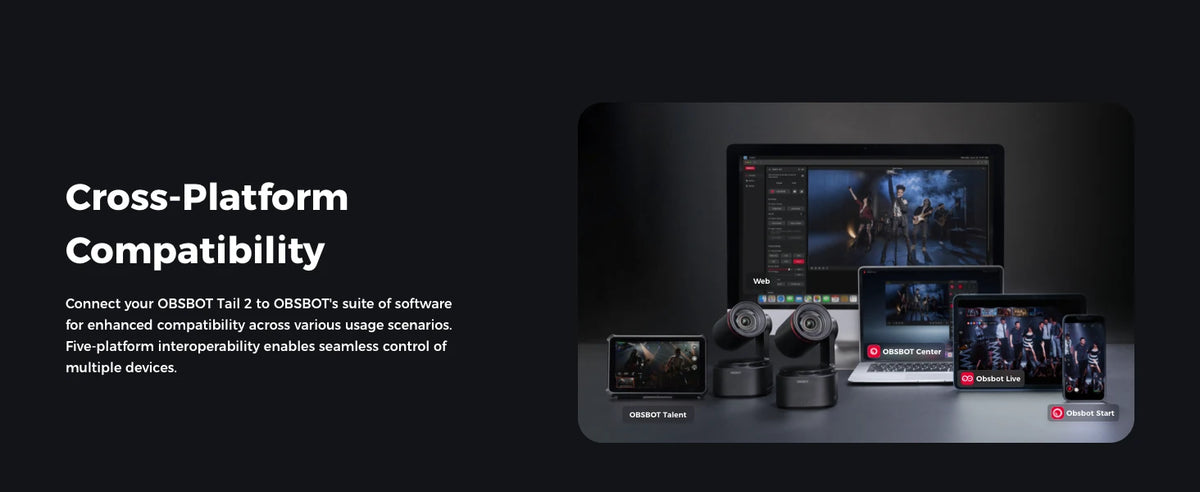 OBSBOT Tail 2 PTZR NDI Camera 4K@60FPS, Pro AI Tracking, 1/1.5" CMOS, 50MP, 5X Optical Zoom, 12X Hybrid Zoom, SDI/HDMI/IP/USB 3.