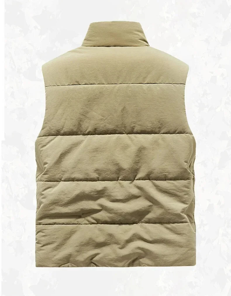Men's New Keep Warm Fleece Work Sleeveless Jacket Slim Fit Windbreaker Fashion Many Pocket Jacket Men Winter Sleeveless Jackets