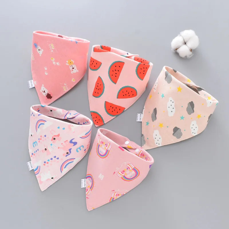 5pcs Baby Saliva Towel Triangle Scarf Pure Cotton Bandana Bibs Newborn Boys Girls Absorbent Cloth Bib Saliva Scarf