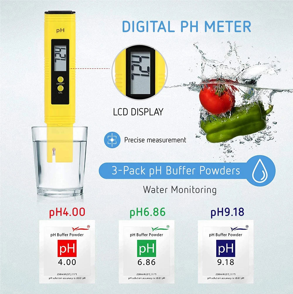PH Meter & TDS Meter Digital Water Quality Tester 0-14 PH Meter Tester 0-9990PPM TDS&EC LCD Water Purity PPM Aquarium Filter