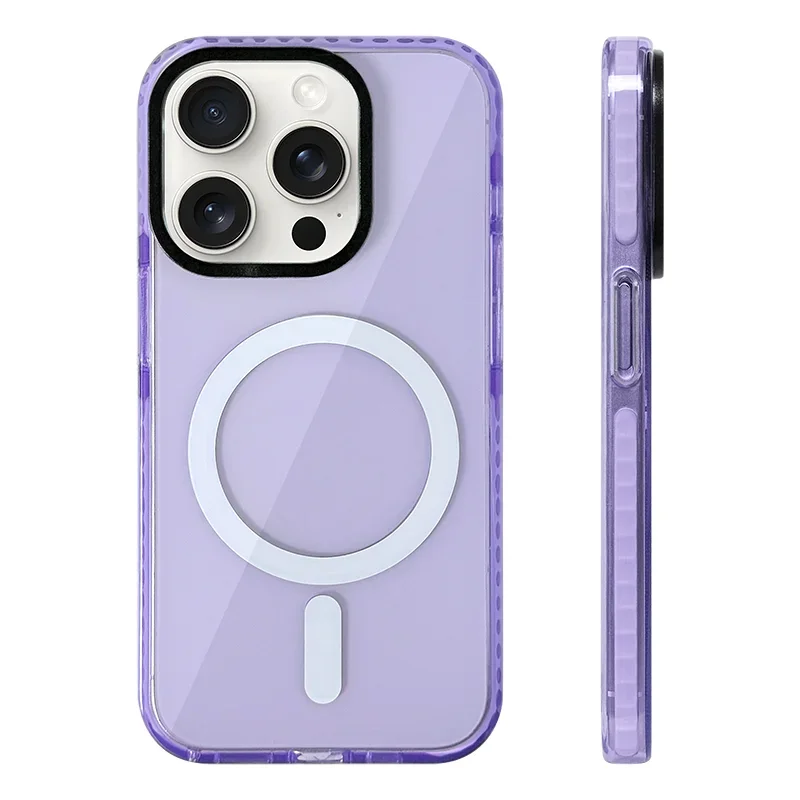 Neon Color Clear Crystal Magnetic Phone Case For Iphone 17 16 15pro 15 14 13max 12 Wireless Charging Soft Silicone Bumper Cover