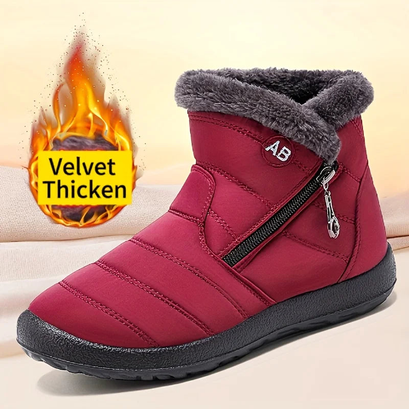 Women High‑Top Cotton Winter Boots Warm Anti‑Slip Slip‑on Loafers Soft Plush Lined Comfort Casual Outdoor Daily Women Shoes