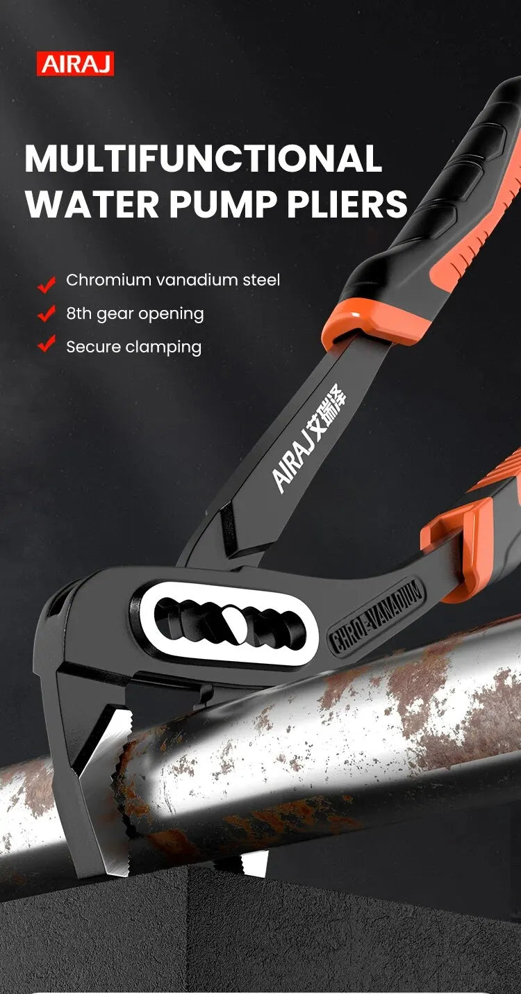 AIRAJ 8/10/12 Inch Multifunctional Adhesive Pump Pliers, Quick Release Water Pipe Pliers, Industrial Grade Electrician Tool