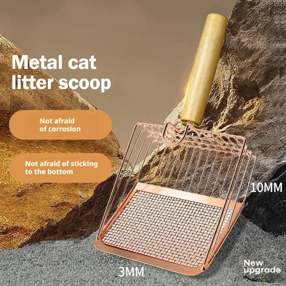 Dog Cat Clean Feces Supplies Stainless steel shovel Cat Litter Scoop Reduces Dust Metal Long Handle Scoop Pet Cleanning Tools ﻿