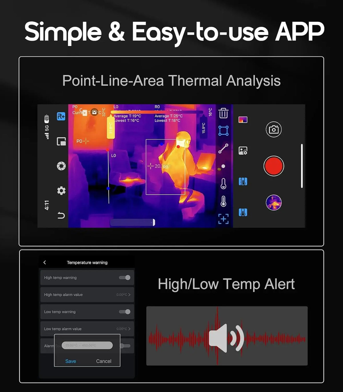 NOHAWK Thermal Camera Type-C for iPhone & Android Devices 160x120 320x240 R+ Super Resolution Support Photo Video Capture & Save