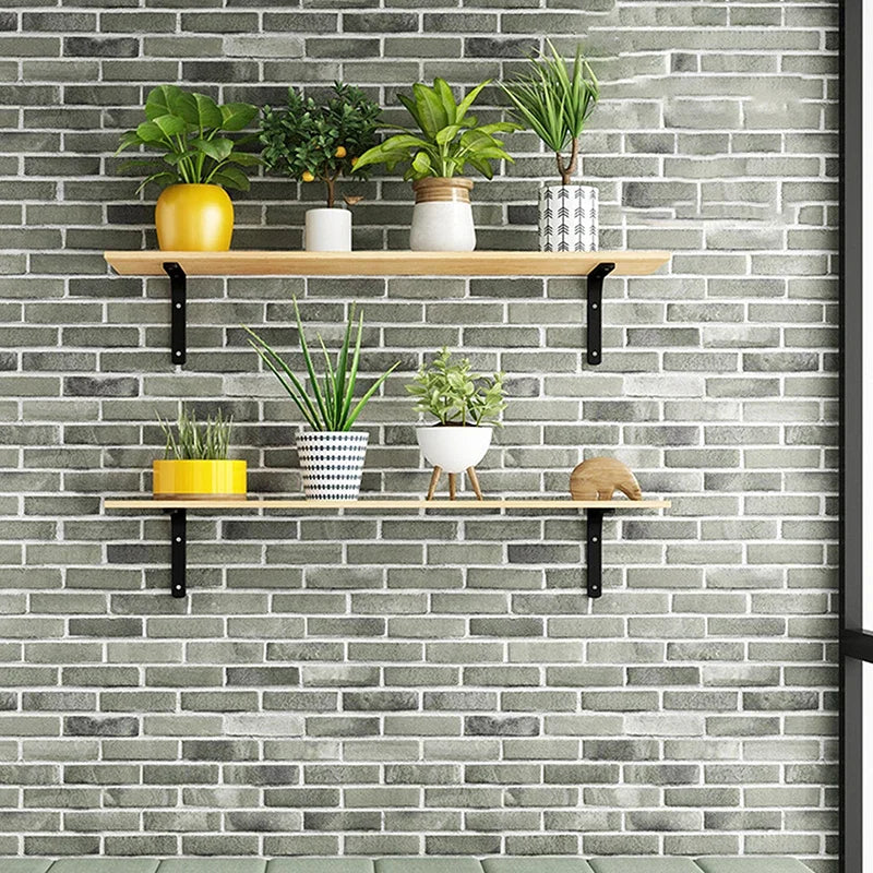 L-Shaped Floating Shelf Brackets - Heavy Duty Stainless Steel Wall Mount, Black/White Modern Industrial Supports