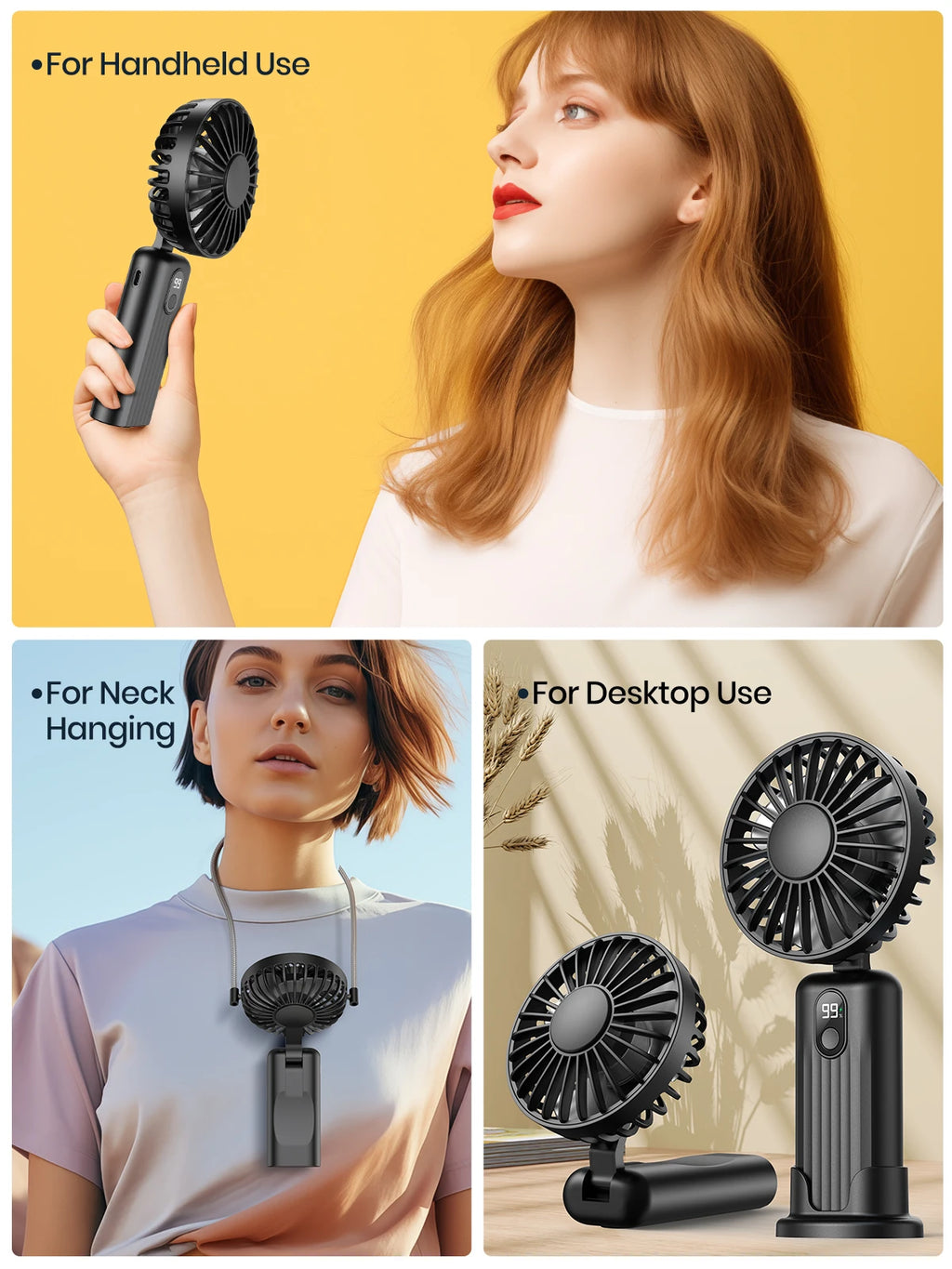 TOPK 5000mah Mini Portable Fan, USB Desk Electric Fan, Small Personal hand Fan with USB Rechargeable Cooling Neck Fans for Room
