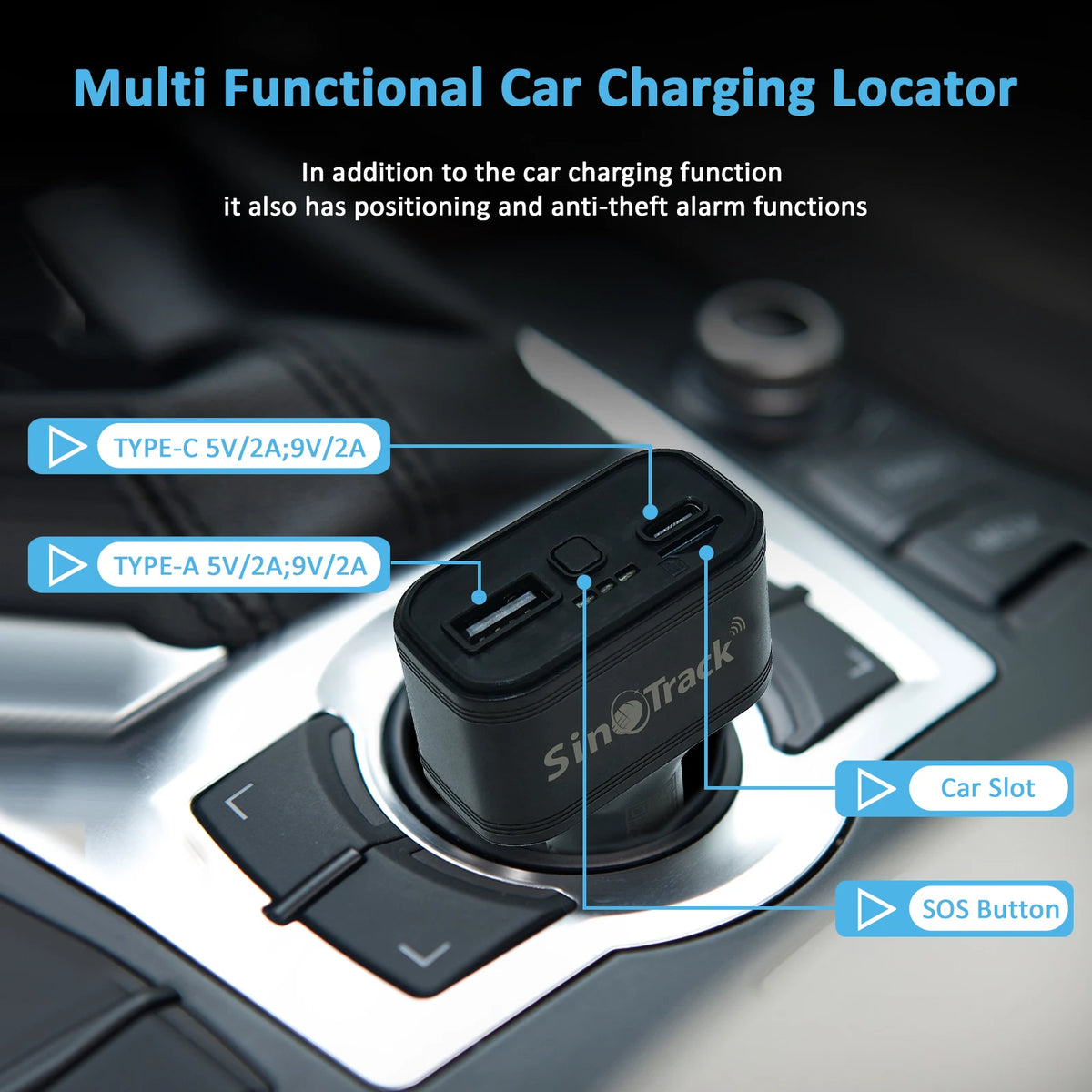SinoTrack 4G USB Car Cigarette Lighter GPS Tracker ST-909L Car Phone Charger with Free Online Tracking APP