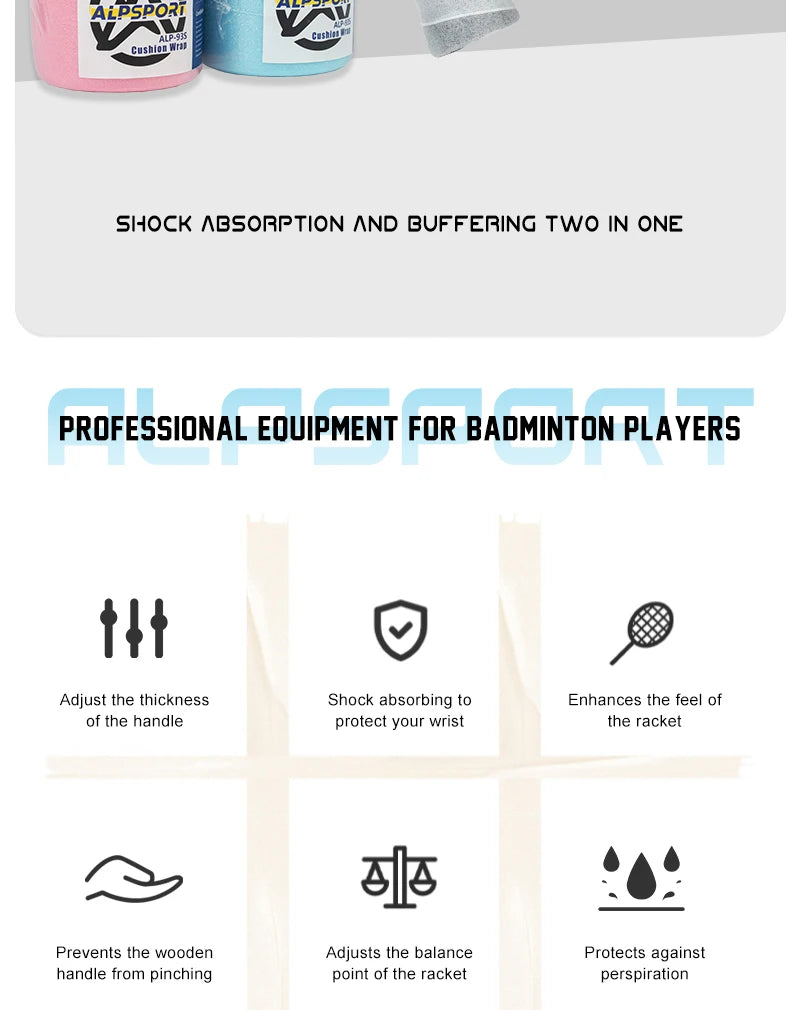 ALPSPORT 93S Imported Shock-absorbing Film Durability Improves Badminton Racket Feel and Reduces Vibration Handle Film ALP