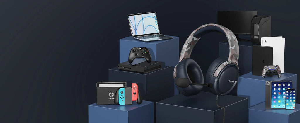 Gaming Headset with Mic for PC PS5 PS4 Xbox one Switch, Wired Gamer Headphones Over-Ear Headphones