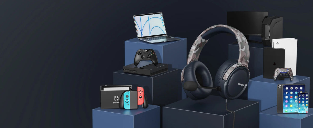 Gaming Headset with Mic for PC PS5 PS4 Xbox one Switch, Wired Gamer Headphones Over-Ear Headphones