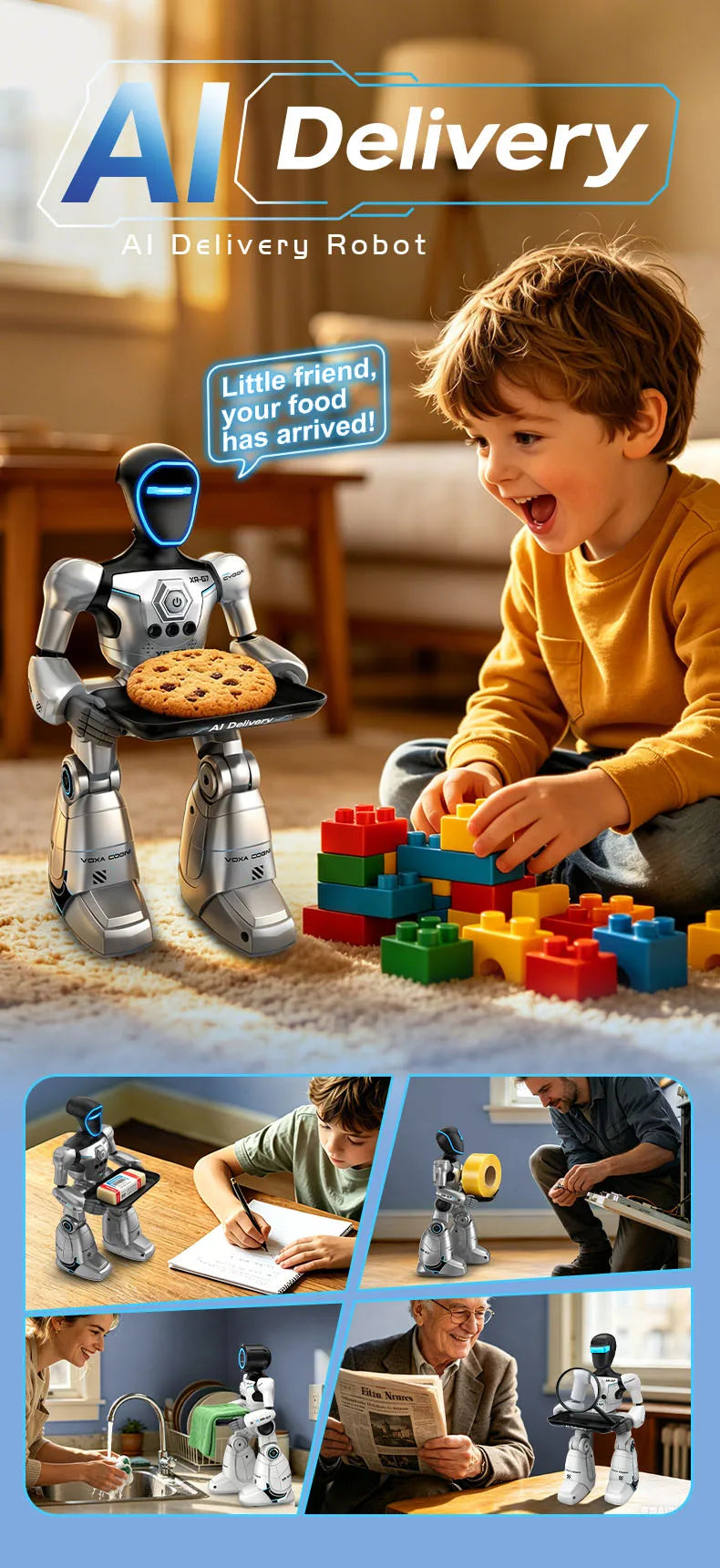 AI Smart Voice Robot Toy with Gesture Sensing & Smart Programming, Interactive Robot with Lights & Music, Perfect Gift for Kids