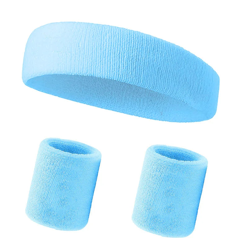 3PCs/set Mens Sports Headband Sweatband Stretch Elastic Outdoor Sport Sweat Headband Wristband Women Gym Running Tennis Headwrap