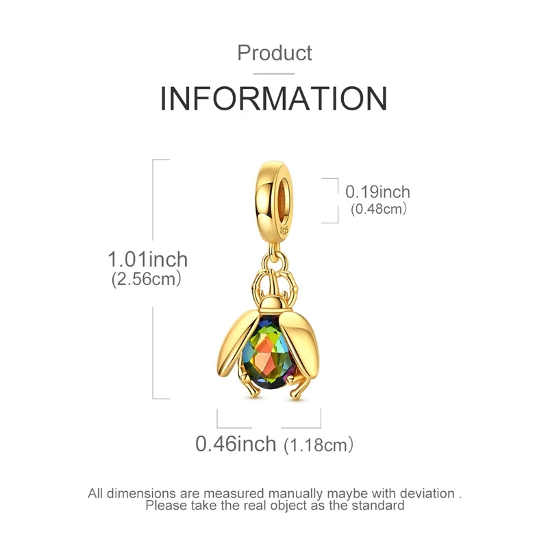 Original 925 Sterling Silver Charm Bead Golden Series Zircon Pendant Fit Original Bracelet Necklace For Women DIY Jewelry Gift