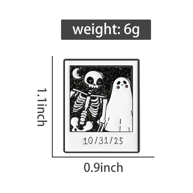Halloween Skeleton Ghost Group Photo Enamel Pin Spook Boo Brooches Lapel Backpack Badge Jewelry Accessories Gift for Friends