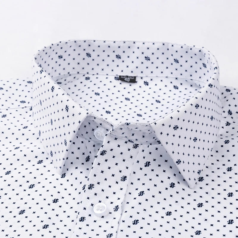 Men Print Shirts Casual Long Sleeve Striped Dress Shirt for Man Business Formal Slim Fit Button Up Polka Dot Men's Clothing