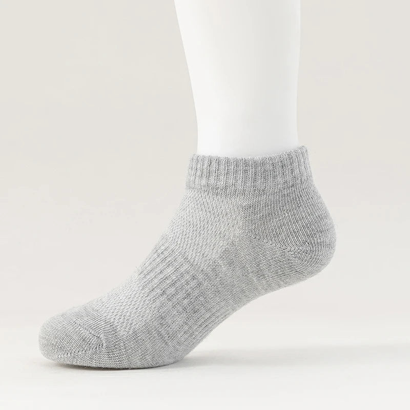 6 Pairs Kids Socks Breathable Mesh Girls Ankle Socks White Black Solid Colors Boys Sports Socks for Spring Summer
