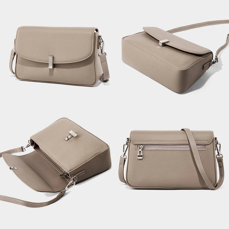2026 New Women Bag Lady Fashion Box Unerarm Shoulder Bag Female Genuine Leather Stylish Crossbody Messenger Silver Hardwawre