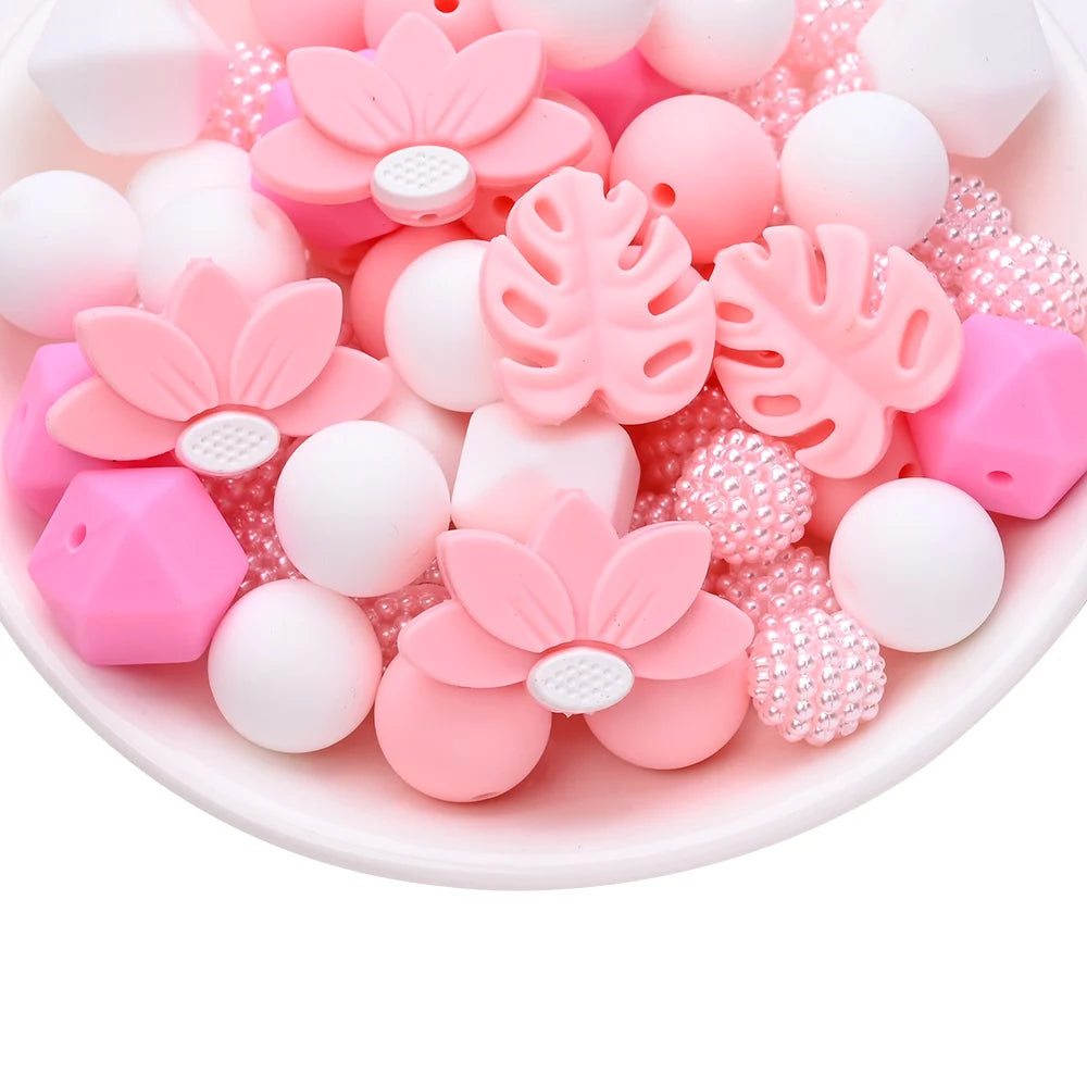 7Pcs Silicone Bead Set Soft Non Toxic Biteable Silicone Beads for Handmade Pacifier Chain Teeth Grinding Jewelry