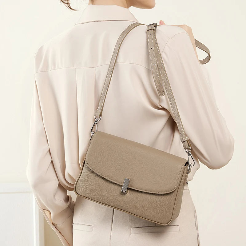 2026 New Women Bag Lady Fashion Box Unerarm Shoulder Bag Female Genuine Leather Stylish Crossbody Messenger Silver Hardwawre